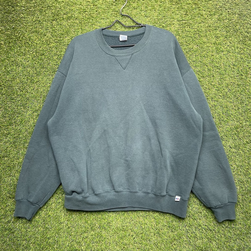 Vintage Russell Athletic Sweatshirt Mens XL Green Cotton Made in Mexico Crewneck